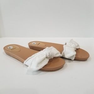 Anthropologie BILL BLASS DENIM white slide sandal